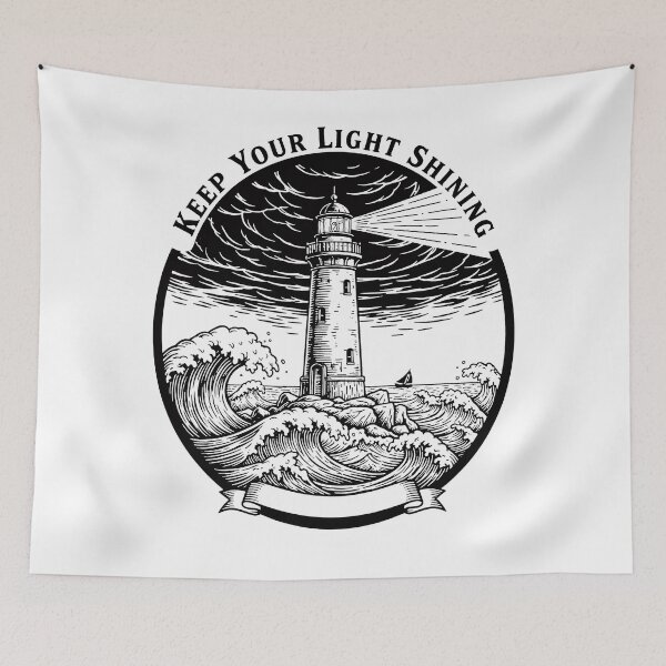 Item preview, Keep Your Light Shining Lighthouse Vintage - Minimalist Monocolor Nautical Art designed and sold by Axivra.