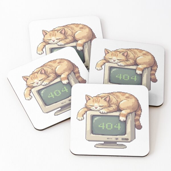 Item preview, 404 Motivation Not Found - Funny Pixel Art Cat on Retro Computer designed and sold by RetroRascalStudio.