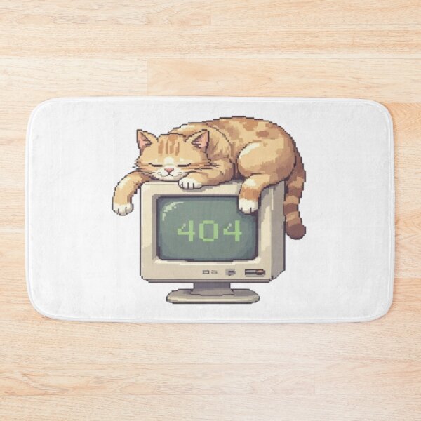 Item preview, 404 Motivation Not Found - Funny Pixel Art Cat on Retro Computer designed and sold by RetroRascalStudio.