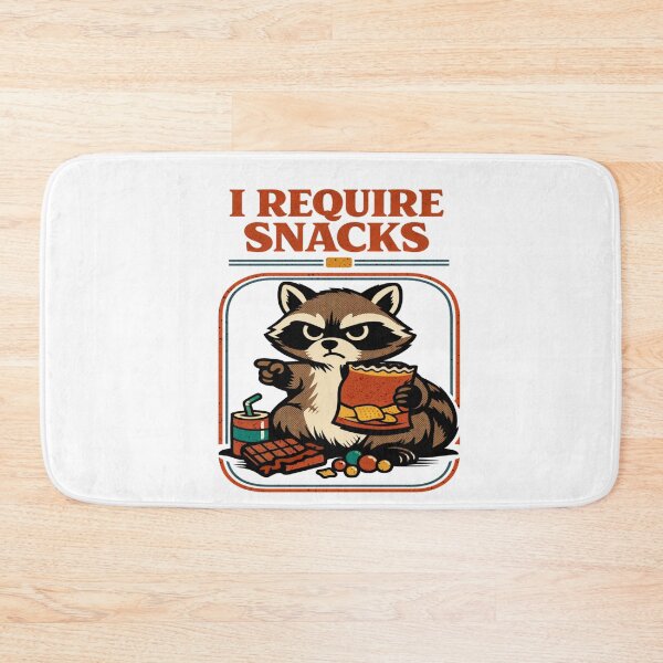 Item preview, I Require Snacks Raccoon Funny Hungry Quote designed and sold by FreshVibe Prints.