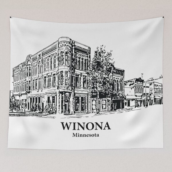 Item preview, Winona MN - Ink Cityscape Illustration designed and sold by Lakeric Cityscapes.