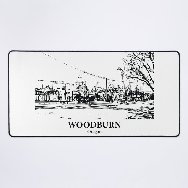 Item preview, Woodburn OR - Ink Cityscape Illustration designed and sold by Lakeric Cityscapes.