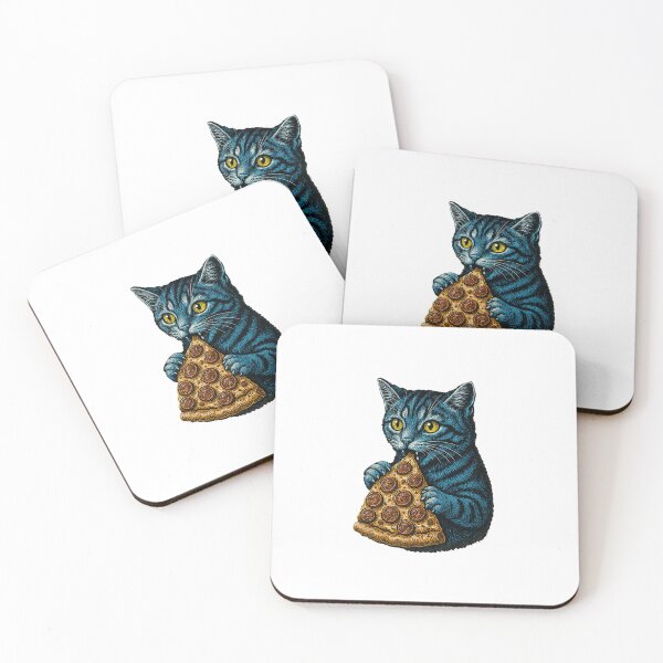 Item preview, Black Cat Eating Salami Pizza Portrait designed and sold by TeeARTHY.