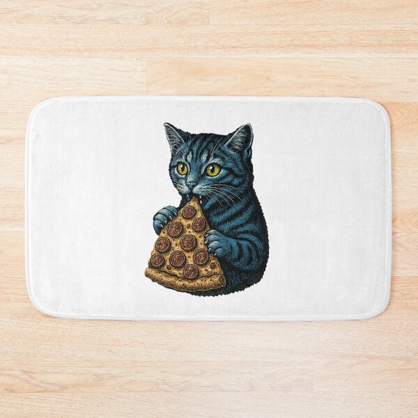 Item preview, Black Cat Eating Salami Pizza Portrait designed and sold by TeeARTHY.