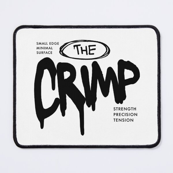 Item preview, The crimp climbing hold as lettering with a matching description. designed and sold by Bouldershop.