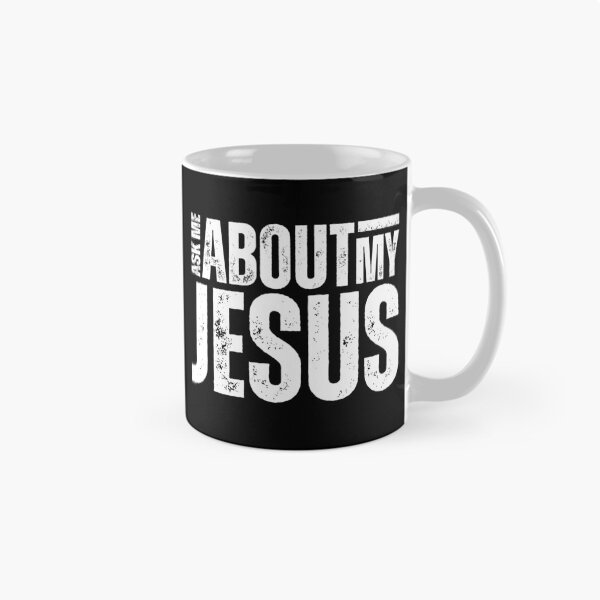 Item preview, Ask Me About My Jesus – Bold Evangelism Design for Faith Conversations and Christian Outreach White Distressed Font SW designed and sold by GFamilyC.