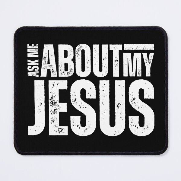 Item preview, Ask Me About My Jesus – Bold Evangelism Design for Faith Conversations and Christian Outreach White Distressed Font SW designed and sold by GFamilyC.