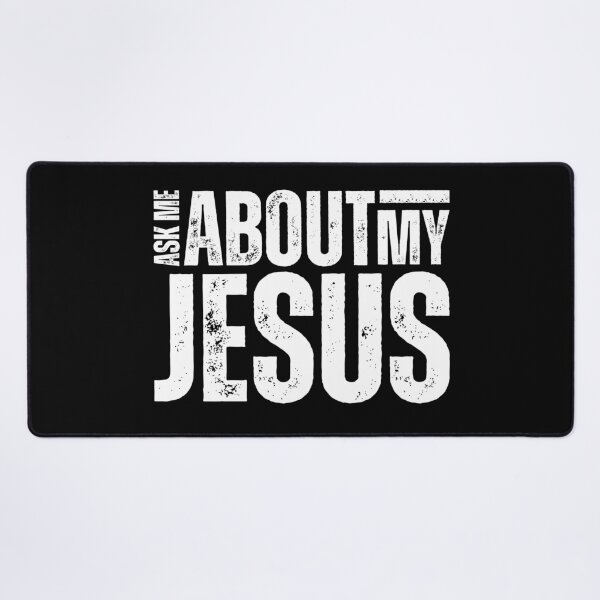 Item preview, Ask Me About My Jesus – Bold Evangelism Design for Faith Conversations and Christian Outreach White Distressed Font SW designed and sold by GFamilyC.