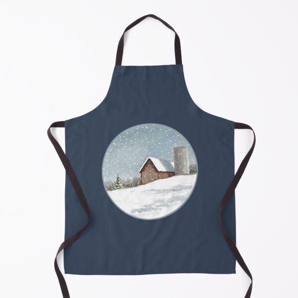 Item preview, Old Barn in Winter with Silo, Solitude, Snowflakes, Digital Painting designed and sold by JoyfulWhimsy.