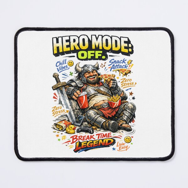 Item preview, Hero Mode Off Funny Viking Warrior Relaxing with Pizza and Video Games - Break Time Legend Gaming Meme by Vivaan Studio designed and sold by Vivaan Studio.