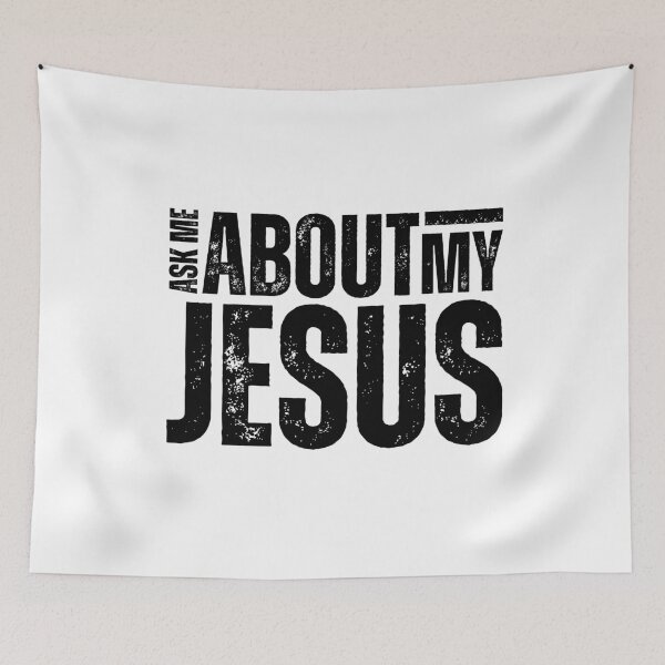 Item preview, Ask Me About My Jesus – Bold Evangelism Design for Faith Conversations and Christian Outreach Black Distressed Font SW designed and sold by GFamilyC.