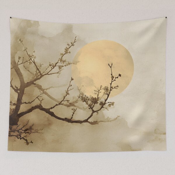 Item preview, Minimalist earthtone tree and sun print designed and sold by dcrc.