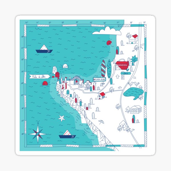 Item preview, Punta de Lobos map, Ocean, sea, map, surf designed and sold by Libedlulo Design Studio.