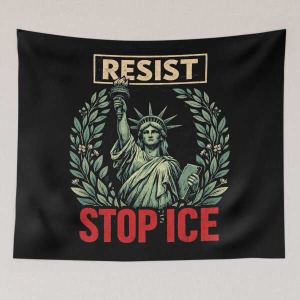 Item preview, Stop ICE Funny Statue of Liberty Boho Floral Resist Retro  designed and sold by will freed18.
