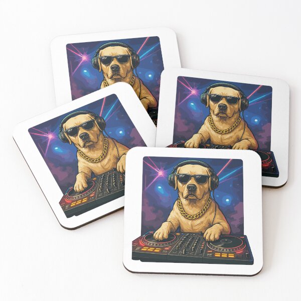 Item preview, Cool Labrador DJ on turntables in a nightclub designed and sold by Pineapple-Tree.