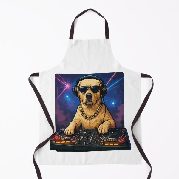 Item preview, Cool Labrador DJ on turntables in a nightclub designed and sold by Pineapple-Tree.