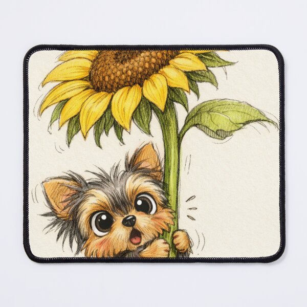 Item preview, Cute Yorkshire Terrier with Sunflower – Adorable Yorkie Art designed and sold by Darlin8888.