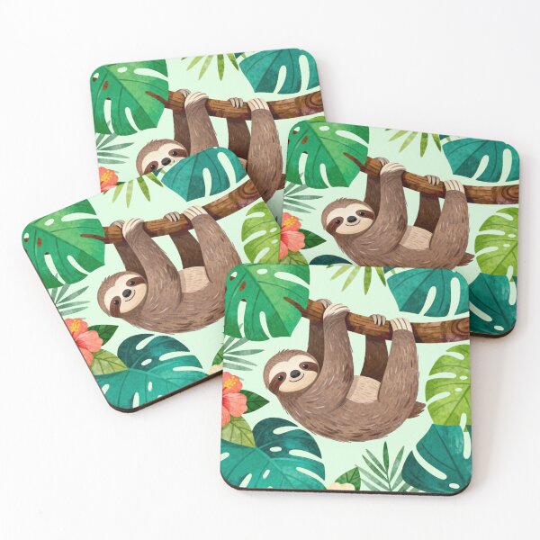 Item preview, Cute Tropical Sloth - Watercolor Jungle Nursery Art designed and sold by HappySproutArt.