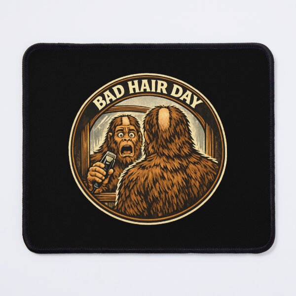 Item preview, Bad Hair Day Bigfoot – Shaving Disaster Mirror Funny Tee designed and sold by Giggle Gear Tees.