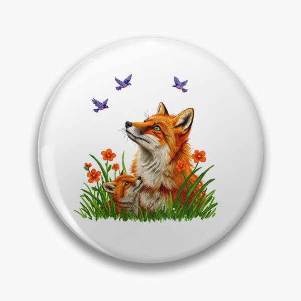 Item preview, Mother Fox and Kit with Purple Birds designed and sold by TeeARTHY.