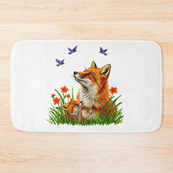 Item preview, Mother Fox and Kit with Purple Birds designed and sold by TeeARTHY.