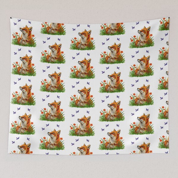 Item preview, Mother Fox and Kit with Purple Birds designed and sold by TeeARTHY.