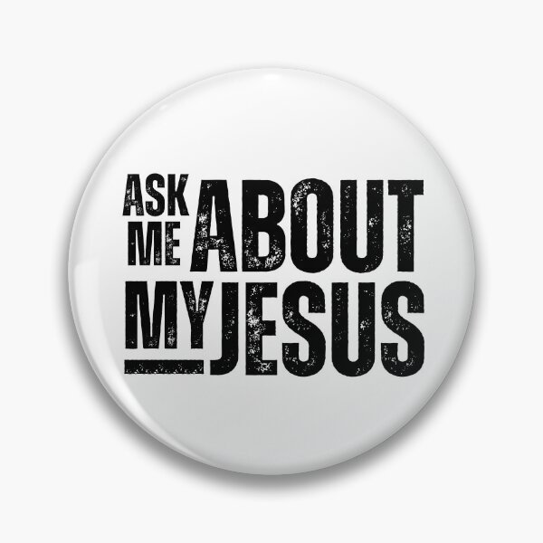 Item preview, Ask Me About My Jesus – Bold Christian Evangelism Design for Faith Conversations and Outreach Black Distressed Font Stacked designed and sold by GFamilyC.