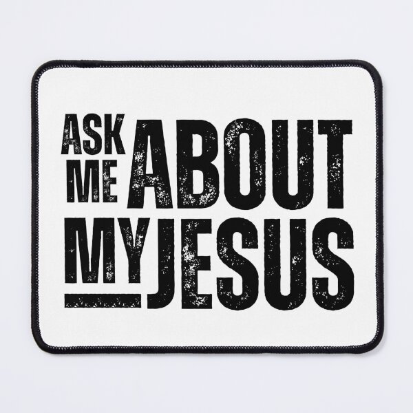 Item preview, Ask Me About My Jesus – Bold Christian Evangelism Design for Faith Conversations and Outreach Black Distressed Font Stacked designed and sold by GFamilyC.