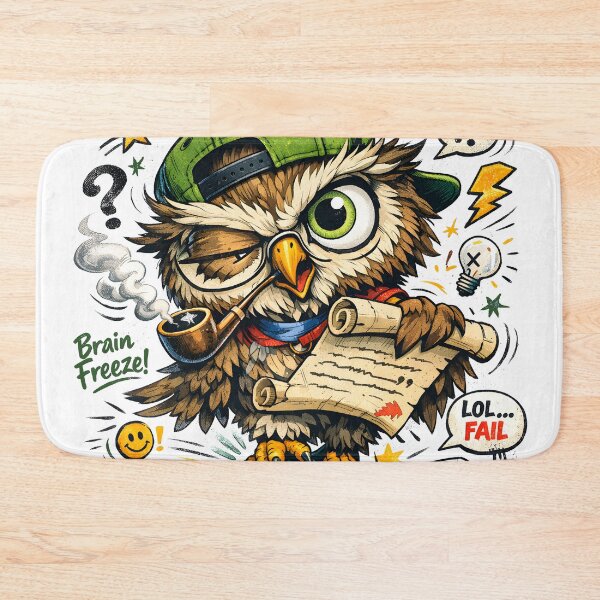 Item preview, Confused Owl Wise But Clueless Relatable Brain Freeze Meme Quote - Funny Academic Sarcasm Vintage Cartoon Illustration by Vivaan Studio designed and sold by Vivaan Studio.