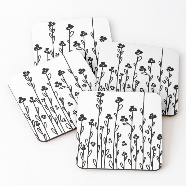 Item preview, Simple black white wildflower doodles minimalist floral designed and sold by hollycooper.