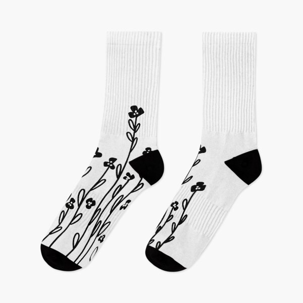 Item preview, Simple black white wildflower doodles minimalist floral designed and sold by hollycooper.