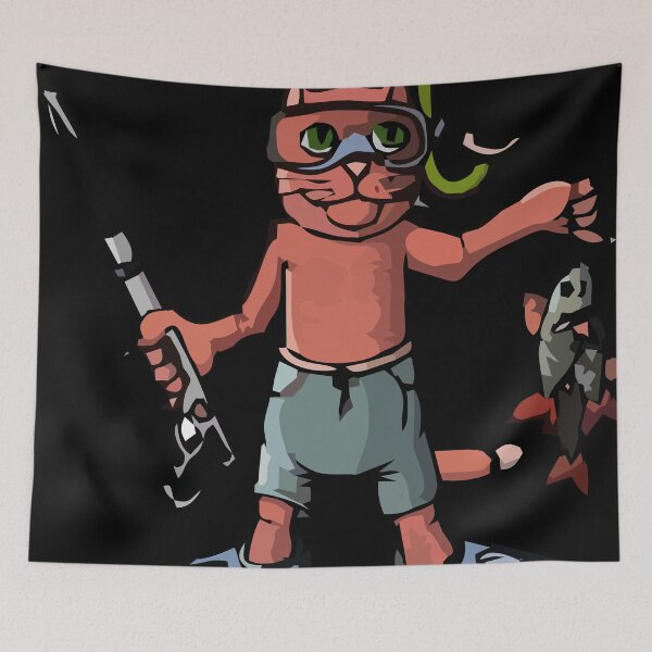Item preview, Scuba Cat Fisher – Funny Underwater Cartoon Character Illustration designed and sold by Bianormal.