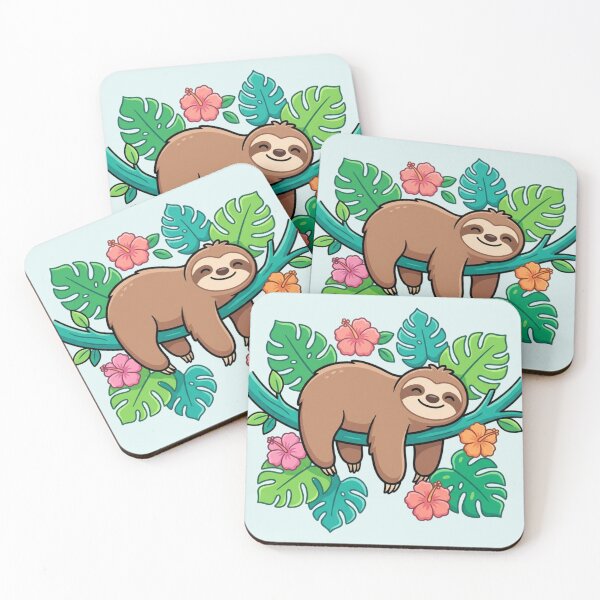 Item preview, Sleepy Jungle Sloth - Cute Tropical Art designed and sold by HappySproutArt.