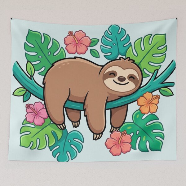 Item preview, Sleepy Jungle Sloth - Cute Tropical Art designed and sold by HappySproutArt.