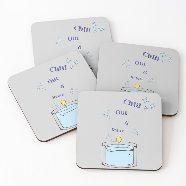 Item preview, Chill Out & Relax Blue Spa Calm Text Candle Sparkles Stickers Prints Posters Wall Art Magnet Home Coffee Cup Decoration TShirt Stationary Notebook Magnet Hat Kitchen Work School Office Redbubble Shop designed and sold by Saritas Boutique Shop.