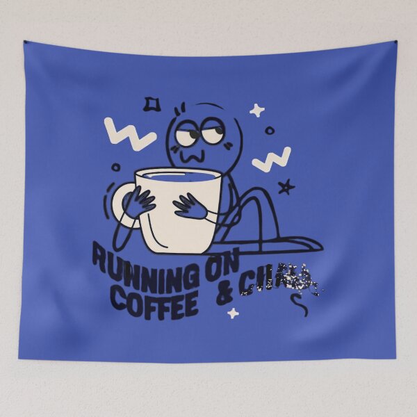 Item preview, Running on Coffee & Chaos – Funny Minimalist Line Art Vector | Humor Design designed and sold by Design_Your_Day.