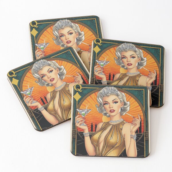 Item preview, Queen of Diamonds Art Deco Atomic Age Playing Card | Retro Futurism | Mid Century Modern Glamour Print designed and sold by MissSaylor.