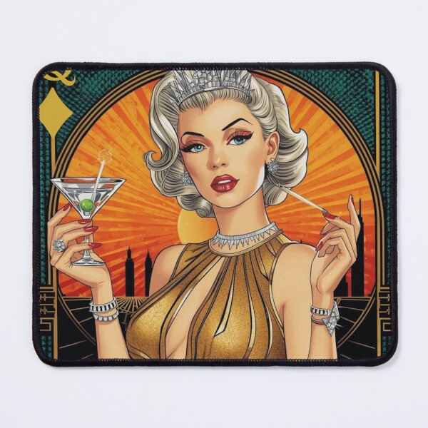 Item preview, Queen of Diamonds Art Deco Atomic Age Playing Card | Retro Futurism | Mid Century Modern Glamour Print designed and sold by MissSaylor.