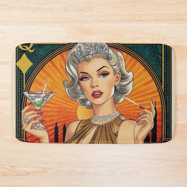 Item preview, Queen of Diamonds Art Deco Atomic Age Playing Card | Retro Futurism | Mid Century Modern Glamour Print designed and sold by MissSaylor.