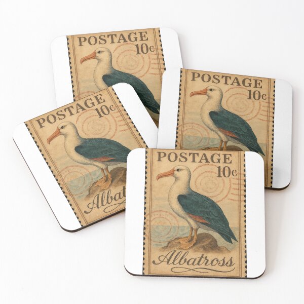 Item preview, Albatross Vintage Stamp Coastal Majesty designed and sold by ForeverPrintsOK.