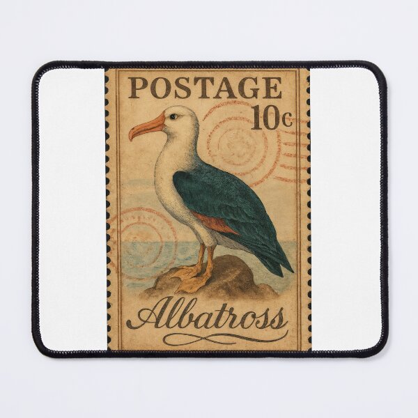 Item preview, Albatross Vintage Stamp Coastal Majesty designed and sold by ForeverPrintsOK.