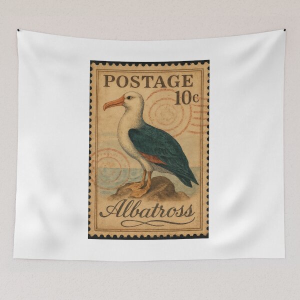 Item preview, Albatross Vintage Stamp Coastal Majesty designed and sold by ForeverPrintsOK.