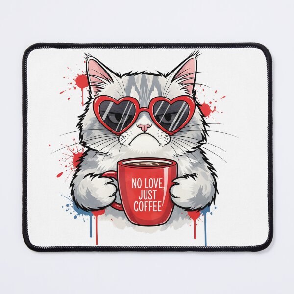 Item preview, No Love Just Coffee Cat Valentine Design designed and sold by Latikshop.