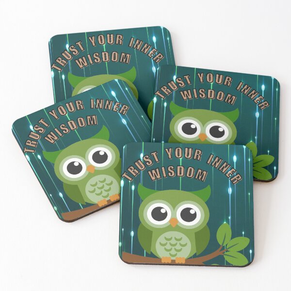 Item preview, Green Owl on Tree Branch – Trust Your Inner Wisdom designed and sold by Daily Mood Studio.