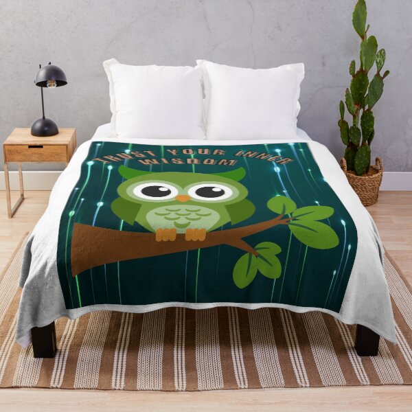 Item preview, Green Owl on Tree Branch – Trust Your Inner Wisdom designed and sold by Daily Mood Studio.