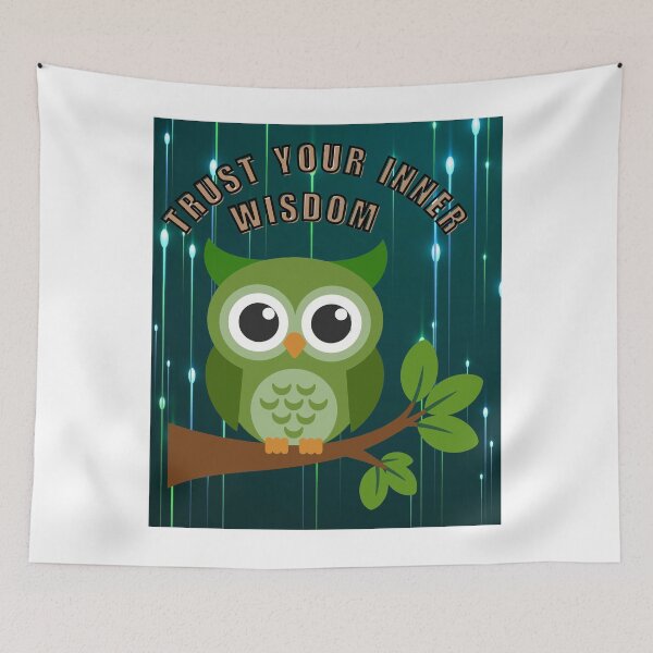 Item preview, Green Owl on Tree Branch – Trust Your Inner Wisdom designed and sold by Daily Mood Studio.