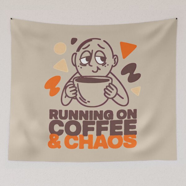 Item preview, Running on Coffee & Chaos – Funny Minimalist Line Art Vector | Humor Design designed and sold by Design_Your_Day.