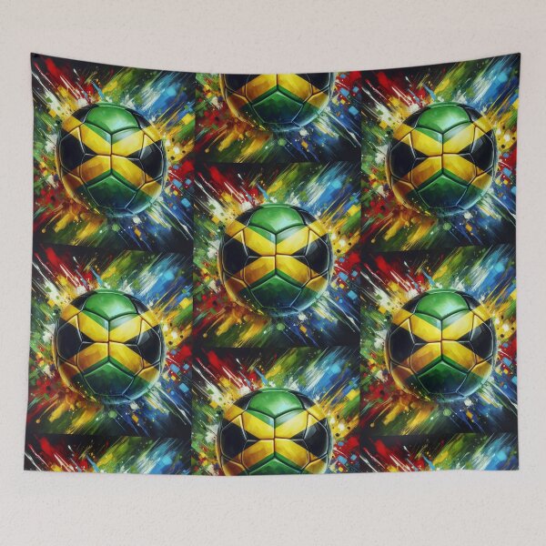 Item preview, Jamaica Soccer Ball Art – Vibrant Football Painting in Jamaican Flag Colors designed and sold by ssmg80.