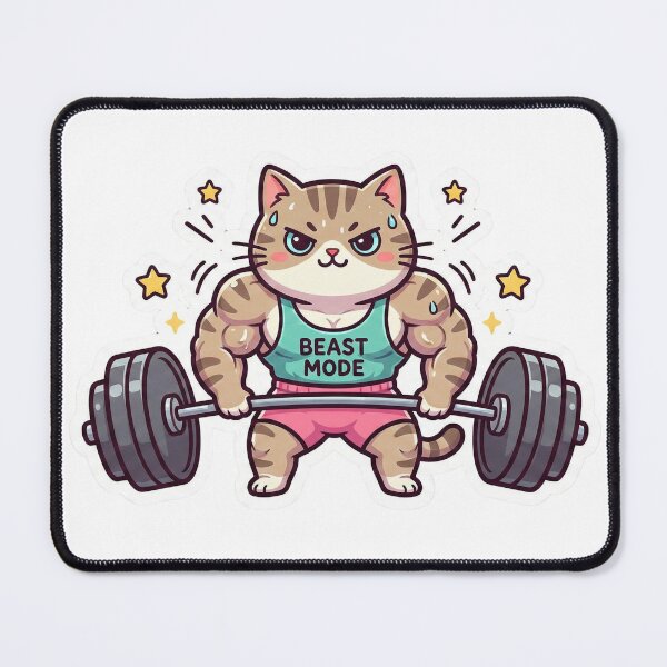Item preview, Cute Muscular Tabby Cat Powerlifting Deadlift designed and sold by Simple Graphics.