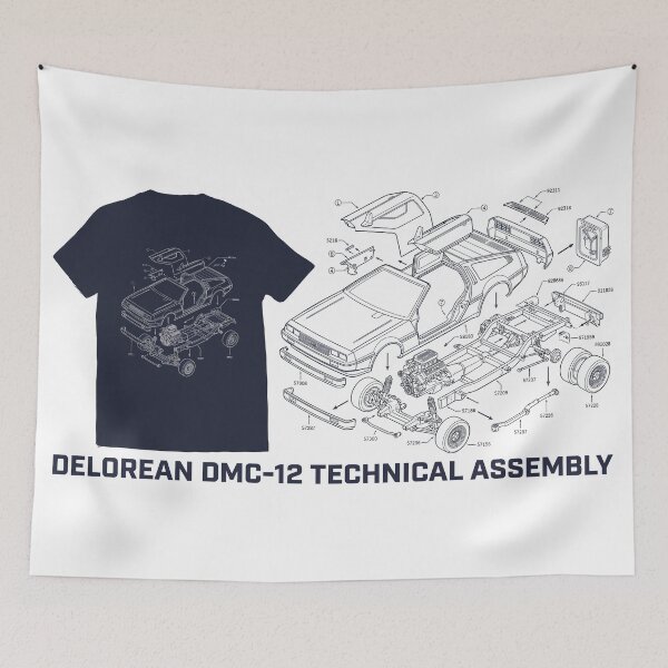 Item preview, Vintage Classic Car Delorean Blueprint Art designed and sold by PrintCarClub.